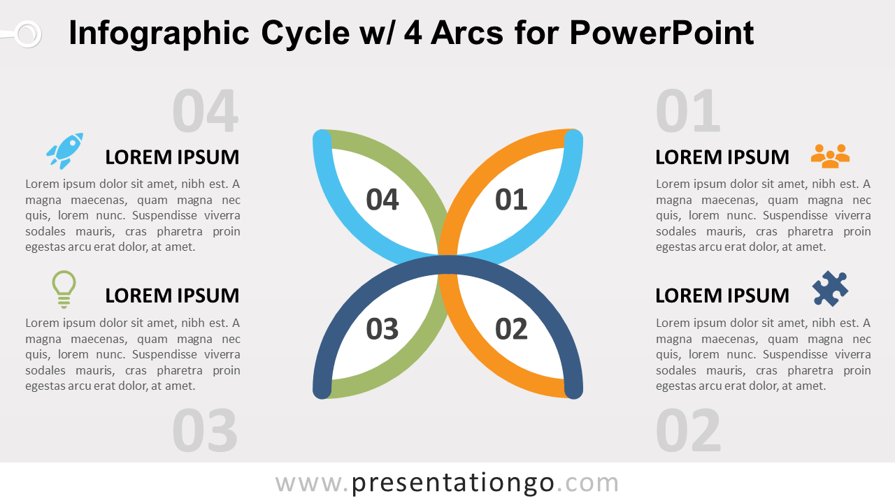Free Cycle Diagram with 4 Arcs for PowerPoint