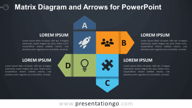 Free Matrix Diagram and Arrows for PowerPoint - Dark Background Free Matrix Diagram and Arrows for PowerPoint - Dark Background