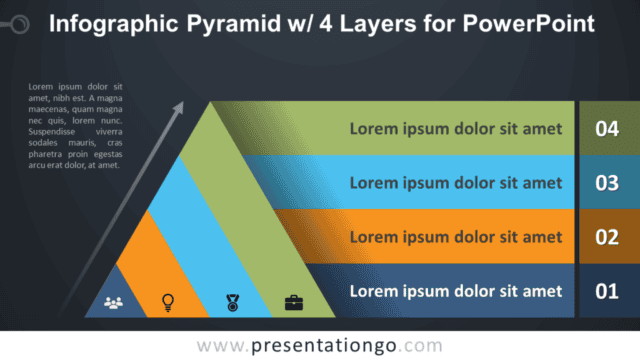 Pyramid with 4 Layers for PowerPoint - Dark Background Free Pyramid with 4 Layers for PowerPoint - Dark Background