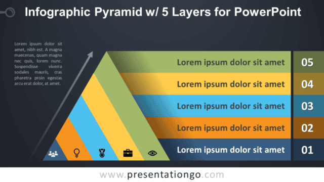 Pyramid with 5 Layers for PowerPoint - Dark Background Free Pyramid with 5 Layers for PowerPoint - Dark Background