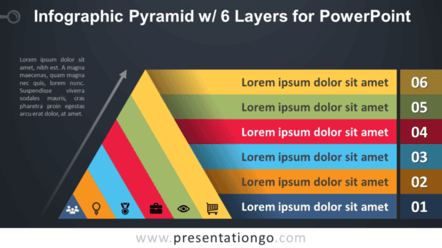 Pyramid with 6 Layers for PowerPoint - Dark Background Free Pyramid with 6 Layers for PowerPoint - Dark Background