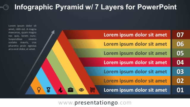 Pyramid with 7 Layers for PowerPoint - Dark Background Free Pyramid with 7 Layers for PowerPoint - Dark Background
