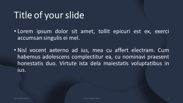 Fluids Free PowerPoint Template (Dark Blue) - Title and Content Layout