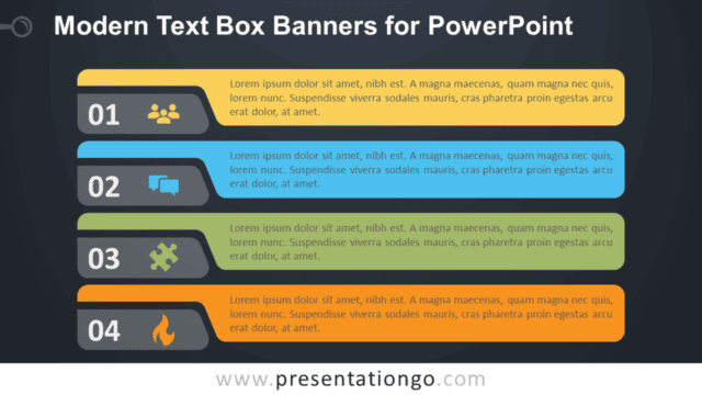 Modern Horizontal Text Boxes for PowerPoint - Dark Background Free Modern Horizontal Text Boxes for PowerPoint - Dark Background