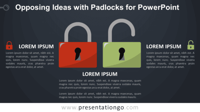 Open - Closed Padlocks for PowerPoint - Dark Background