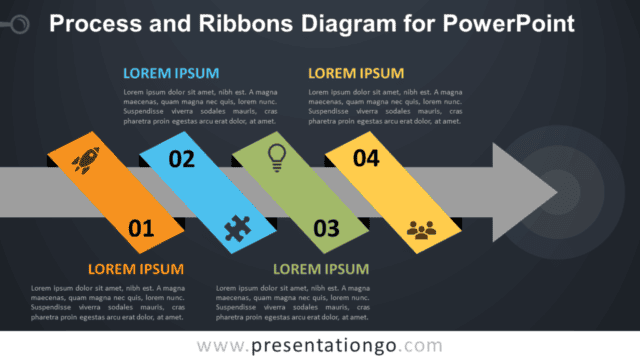 Process with Ribbon and Arrow for PowerPoint - Dark Background Free Process with Ribbon and Arrow for PowerPoint - Dark Background
