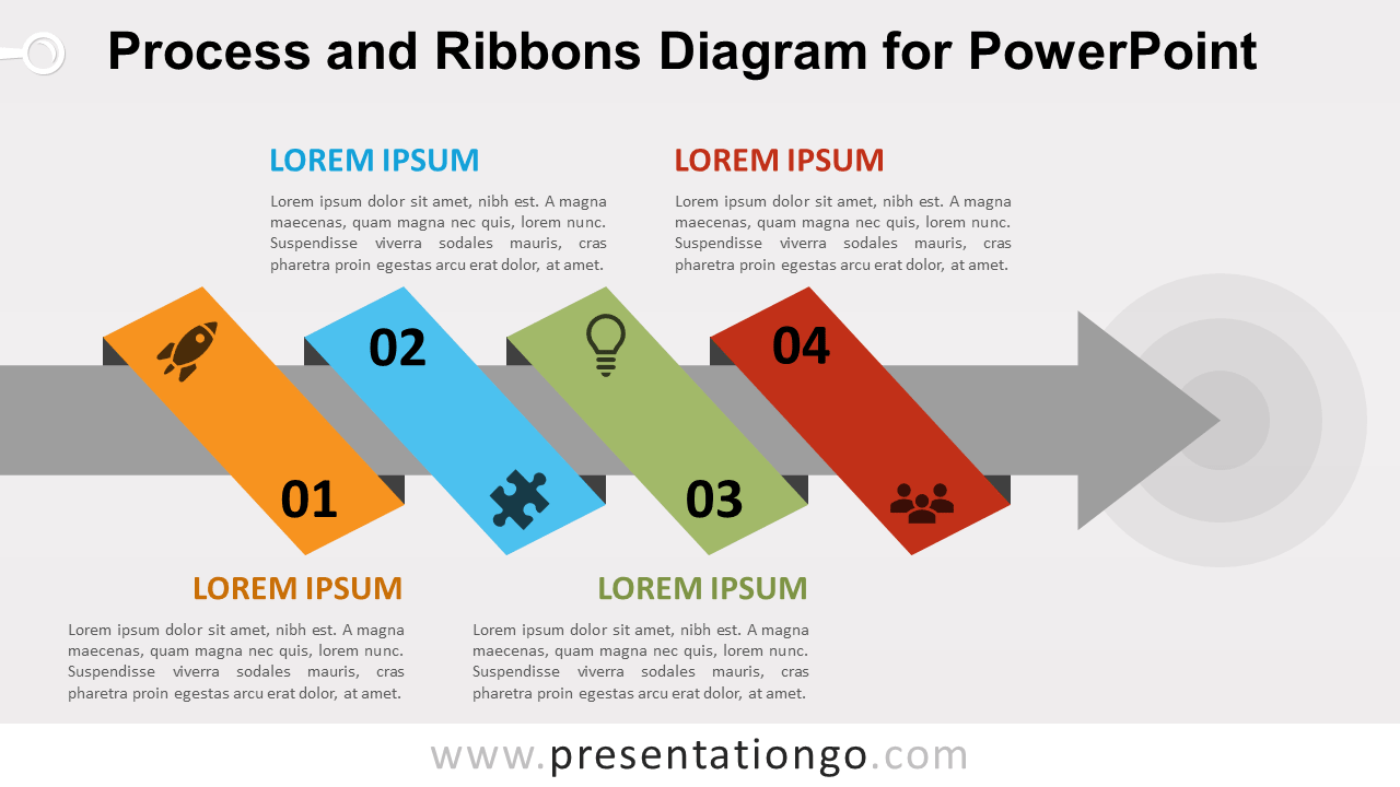 Free Process with Ribbon and Arrow for PowerPoint