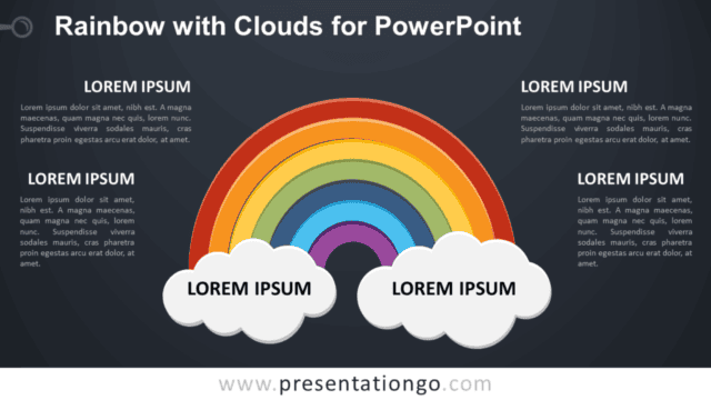 Rainbow with 2 Clouds for PowerPoint - Dark Background Free Rainbow with 2 Clouds for PowerPoint - Dark Background
