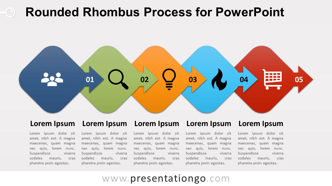 Free Rounded Rhombus Process Diagram for PowerPoint