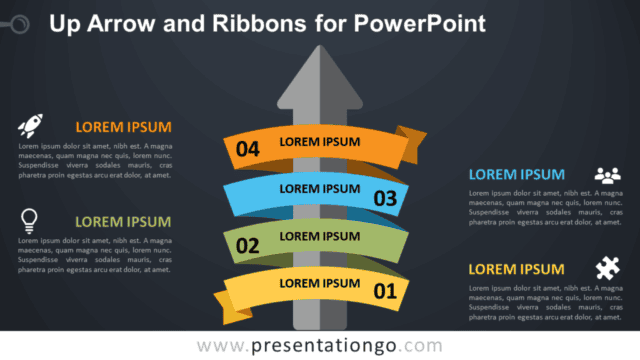 Up-Arrow and Ribbon for PowerPoint - Dark Background