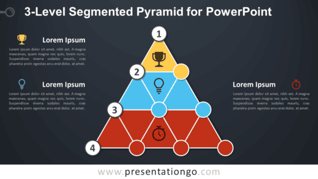 3-Level Segmented Pyramid for PowerPoint - Dark Background
