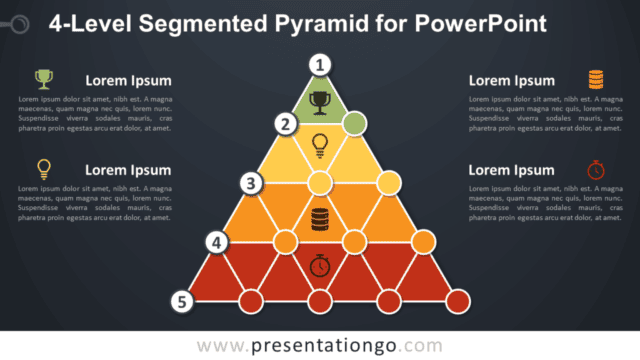 4-Level Segmented Pyramid for PowerPoint - Dark Background