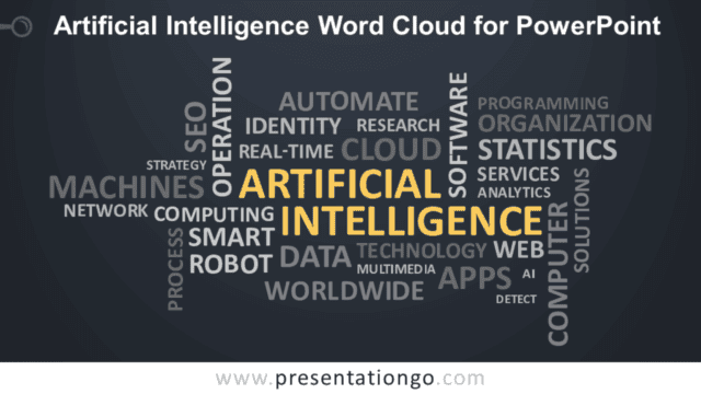 Artificial Intelligence (AI) Word Cloud for PowerPoint - Dark Background Free Artificial Intelligence (AI) Word Cloud for PowerPoint - Dark Background