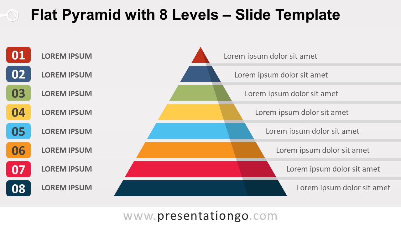 Free Flat Pyramid with 8 Levels for PowerPoint and Google Slides