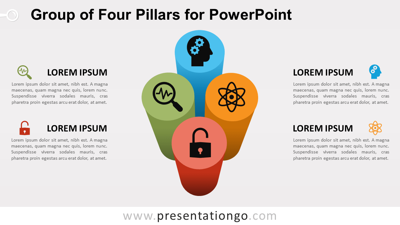 Free Group of 4 Pillars for PowerPoint