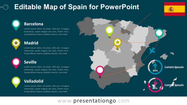 Free Map Spain Template PowerPoint