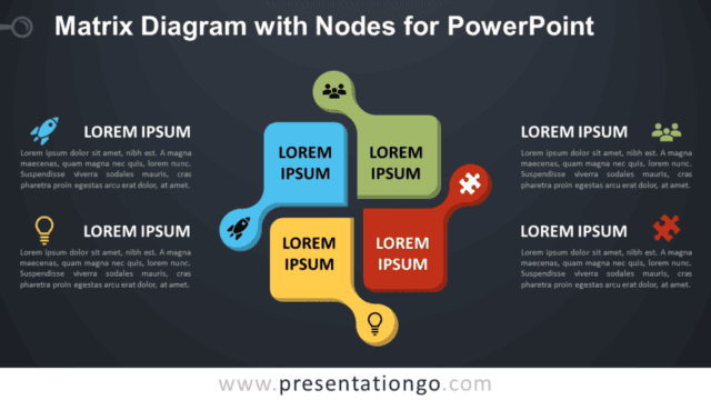 Free Matrix with Nodes for PowerPoint - Dark Background