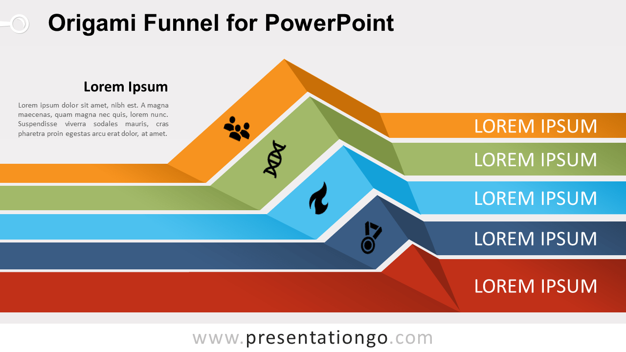 Free Origami Funnel Diagram for PowerPoint