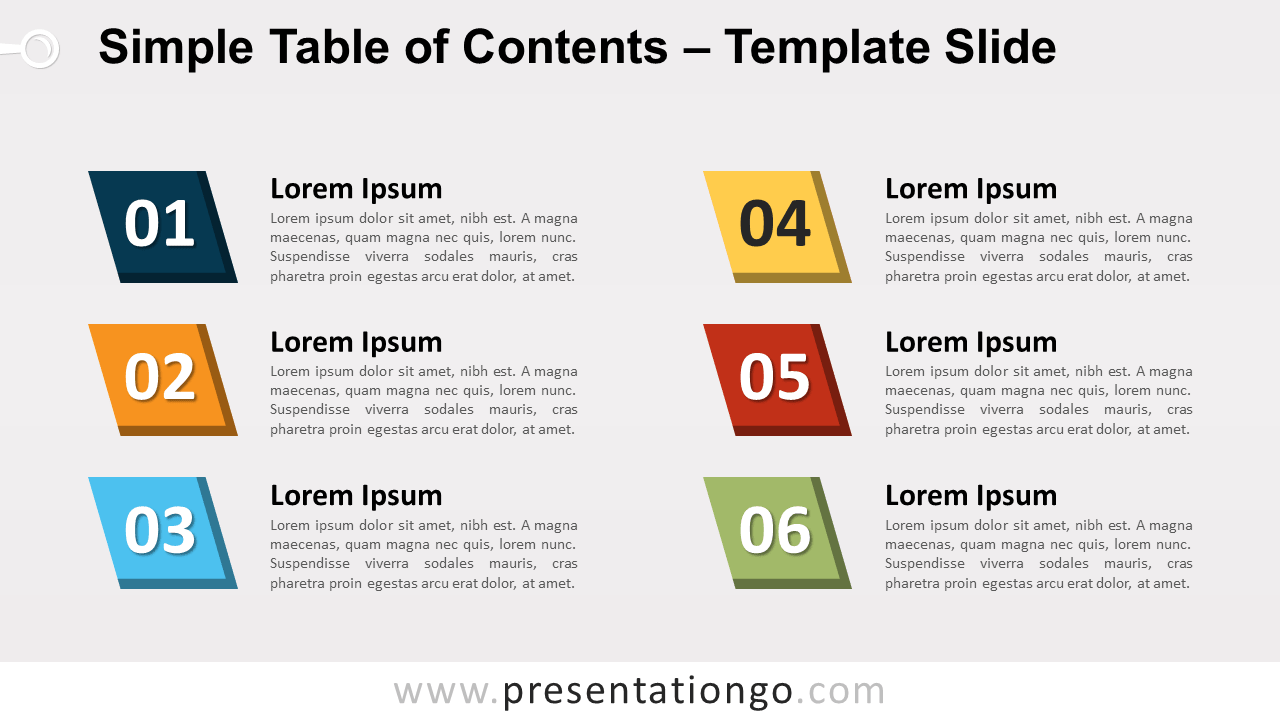 Free Simple Table of Contents for PowerPoint and Google Slides