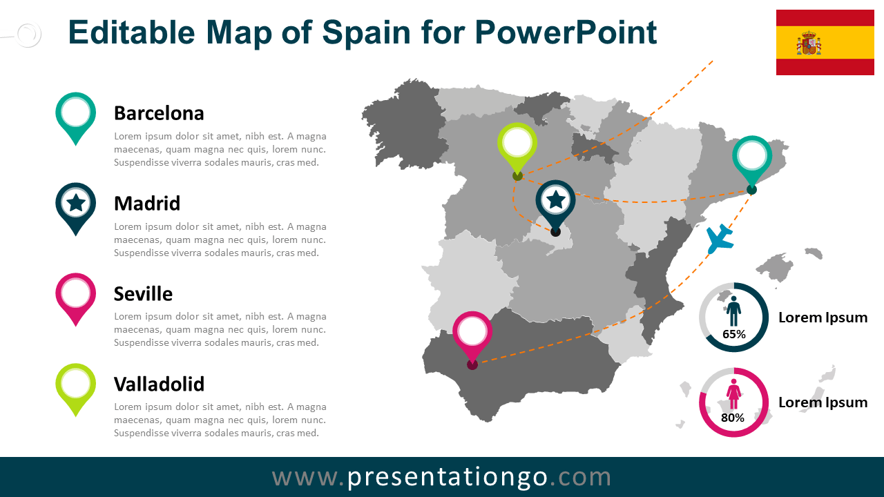 Spain Map Template PowerPoint