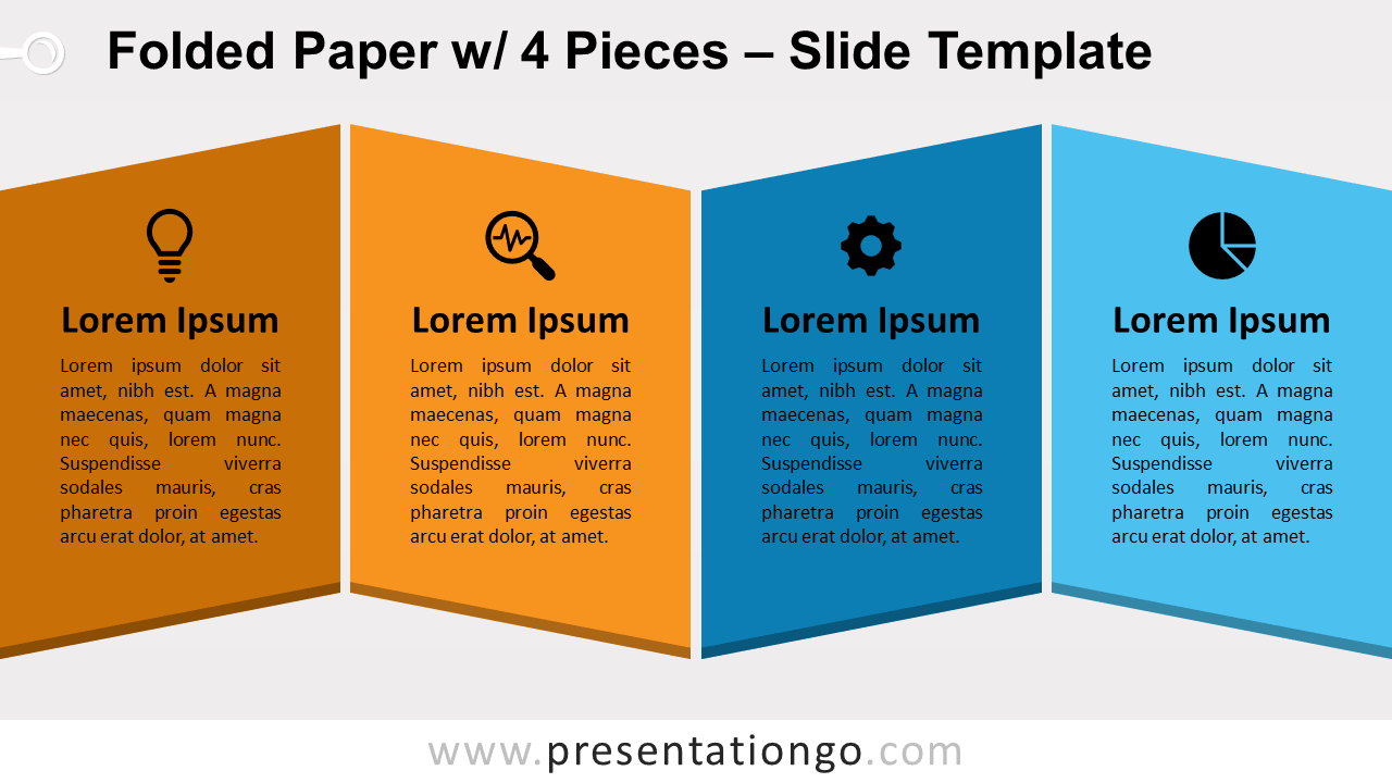 Free Folded Paper with 4 Pieces for PowerPoint and Google Slides