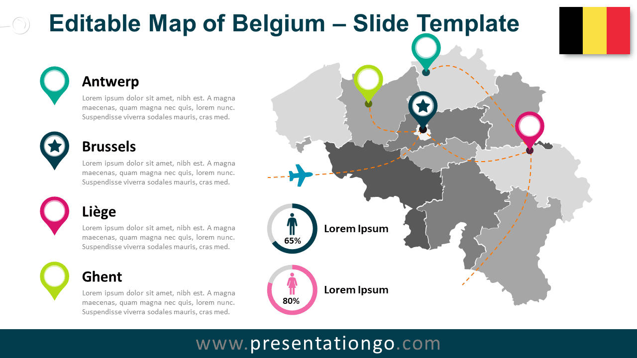 Free Map of Belgium for PowerPoint and Google Slides