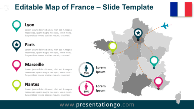 Map of France for PowerPoint and Google Slides Free Map of France for PowerPoint and Google Slides