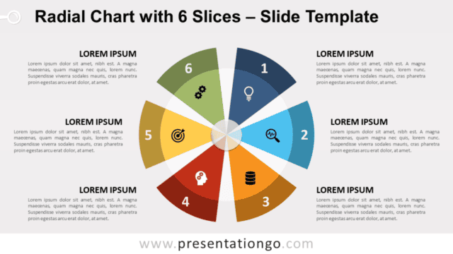 Radial Chart with 6 Slices for PowerPoint and Google Slides Free Radial Chart with 6 Slices for PowerPoint and Google Slides