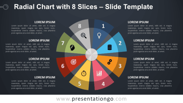 Radial Chart with 8 Parts for PowerPoint and Google Slides Free Radial Chart with 8 Parts for PowerPoint and Google Slides