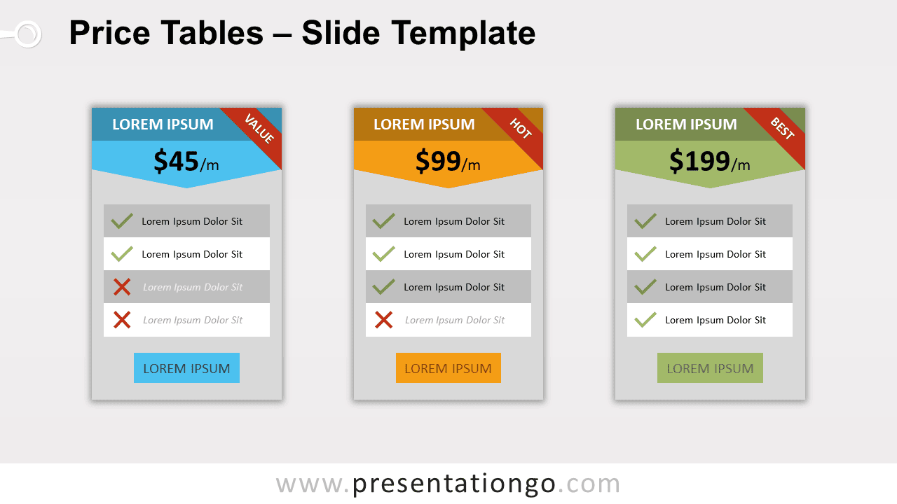 Free Price Tables for PowerPoint and Google Slides