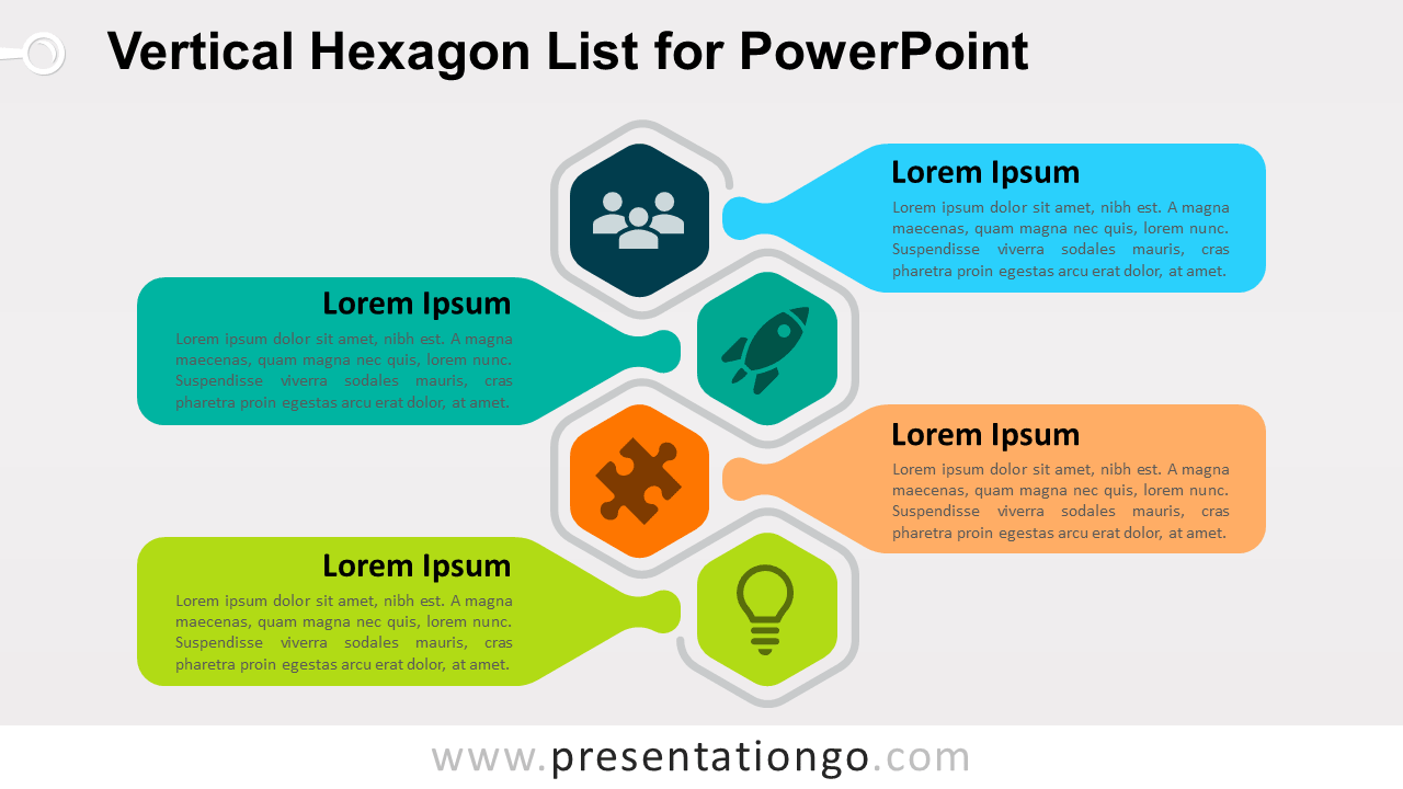 Free Vertical Hexagon List PowerPoint Slide Template