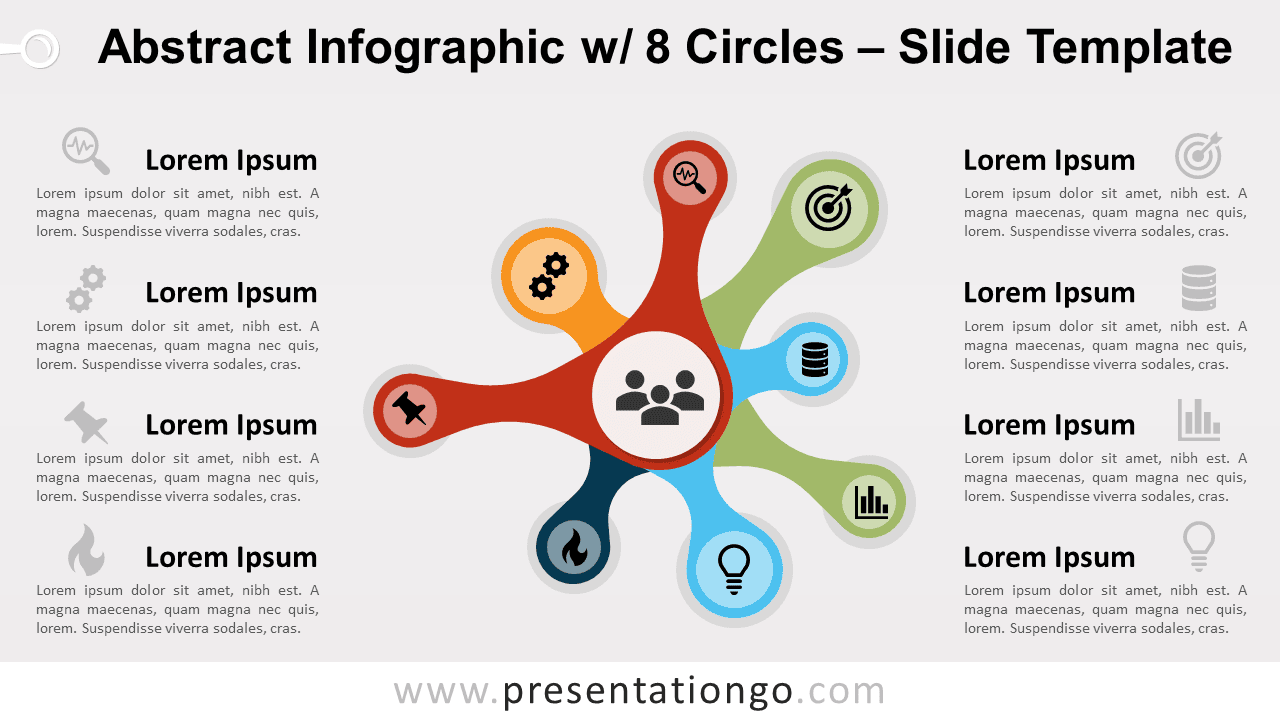 Free Abstract Infographics with 8 Circles for PowerPoint and Google Slides