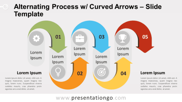 Alternating Process w/ Curved Arrows for PowerPoint and Google Slides Free Alternating Process w/ Curved Arrows for PowerPoint and Google Slides