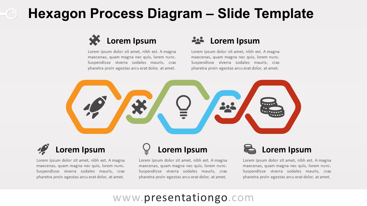 Free Hexagon Process Diagram for PowerPoint and Google Slides