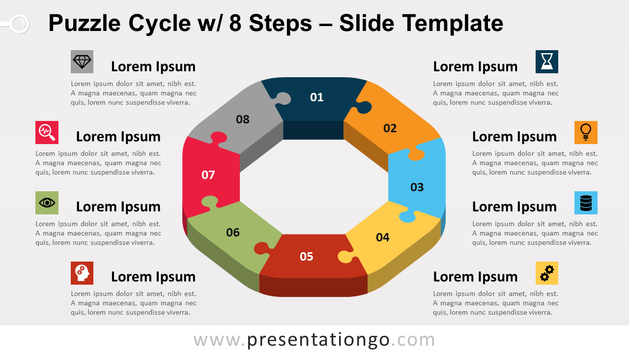 Free Puzzle Cycle with 8 Steps for PowerPoint and Google Slides