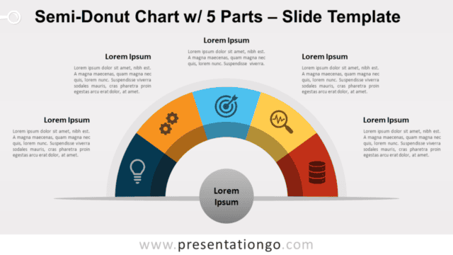 Semi-Donut Chart with 5 Parts for PowerPoint and Google Slides Free Semi-Donut Chart with 5 Parts for PowerPoint and Google Slides