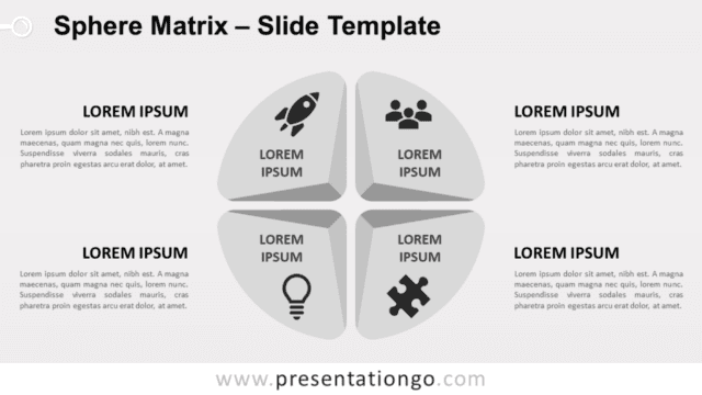 Gray Sphere Matrix Diagram for PowerPoint and Google Slides Free Gray Sphere Matrix Diagram for PowerPoint and Google Slides