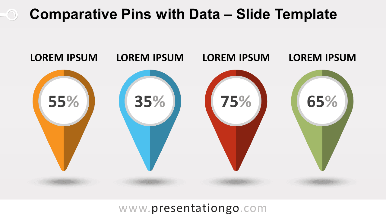 Free Comparative Pins with Data for PowerPoint and Google Slides