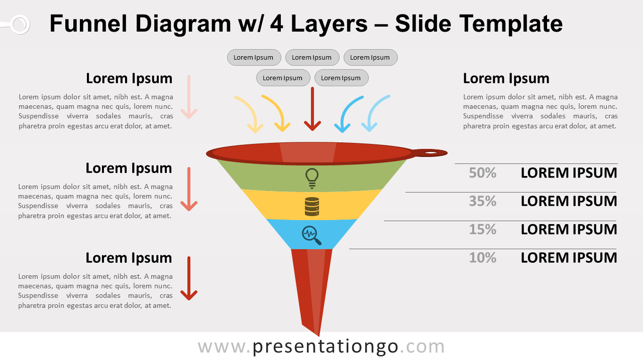 Free Funnel Diagram with 4 Layers for PowerPoint and Google Slides