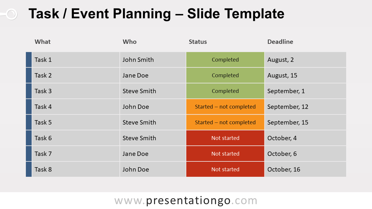 Free Task / Event Planning for PowerPoint and Google Slides