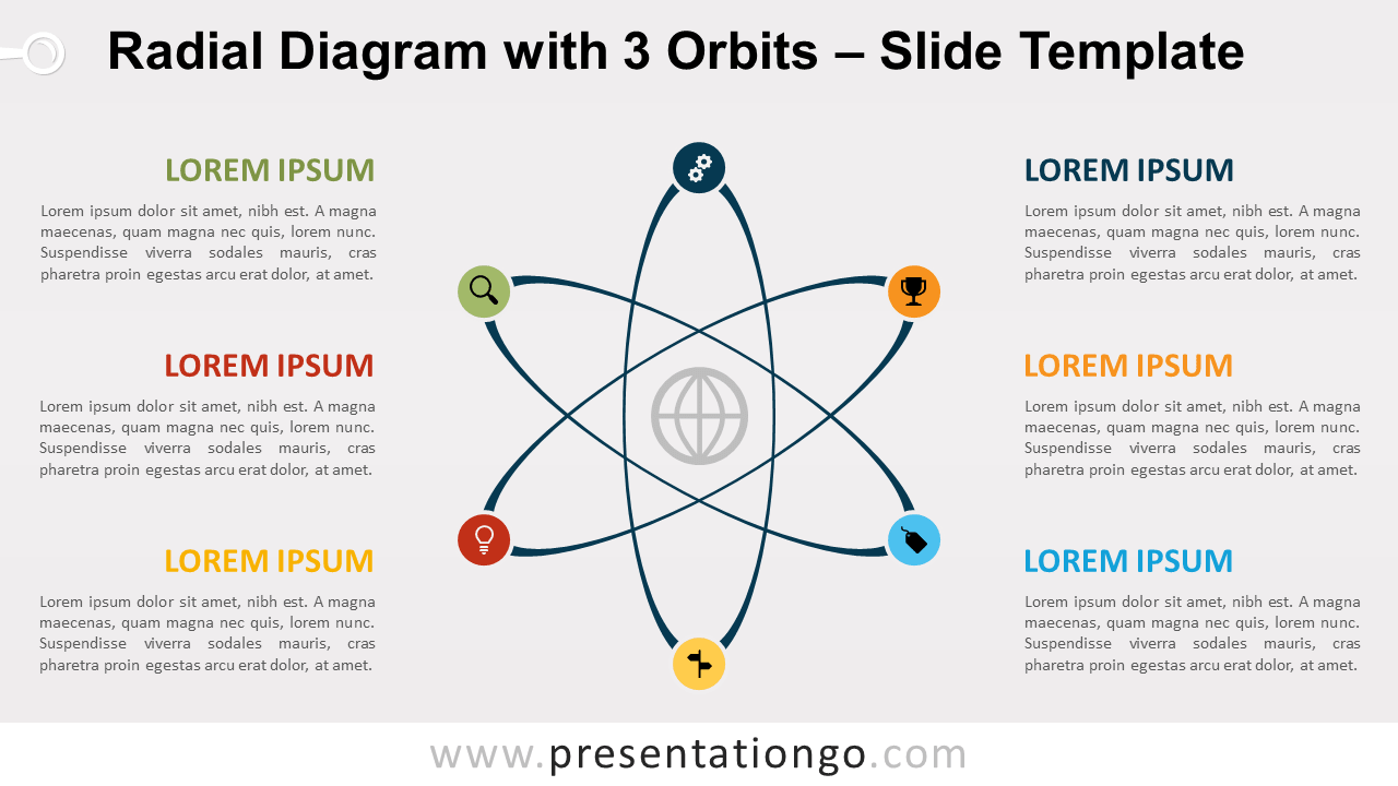 Free Radial Diagram with 3 Orbits for PowerPoint and Google Slides