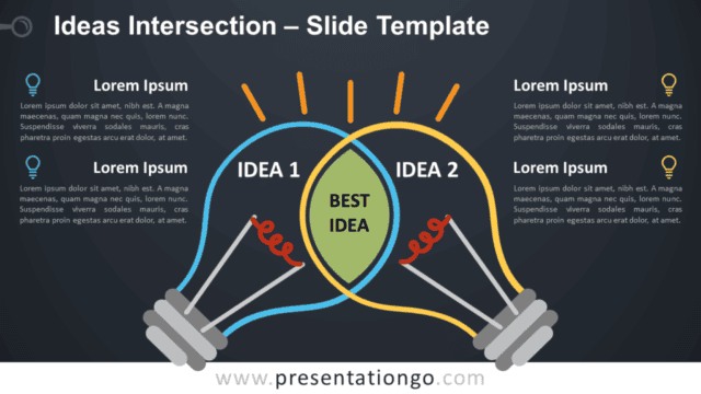 Free Ideas Intersection with Light Bulbs for PowerPoint and Google Slides
