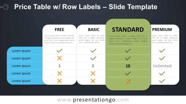 Price Table Row Labels Design for PowerPoint and Google Slides Free Price Table Row Labels Design for PowerPoint and Google Slides