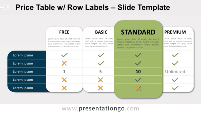 Price Table Row Labels for PowerPoint and Google Slides Free Price Table Row Labels for PowerPoint and Google Slides