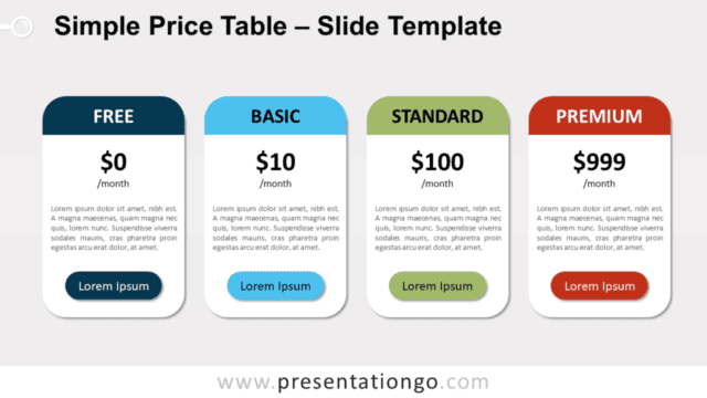 Simple Price Table for PowerPoint and Google Slides Free Simple Price Table for PowerPoint and Google Slides