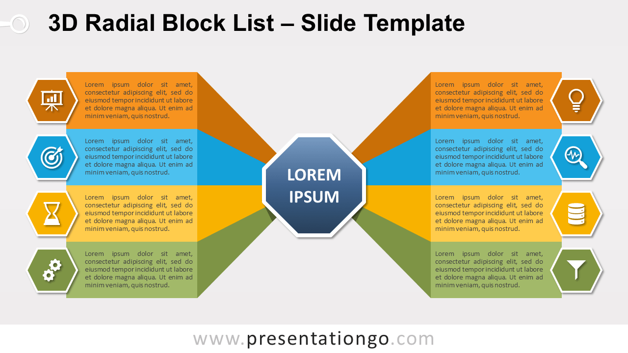 Free 3D Radial Block List for PowerPoint and Google Slides
