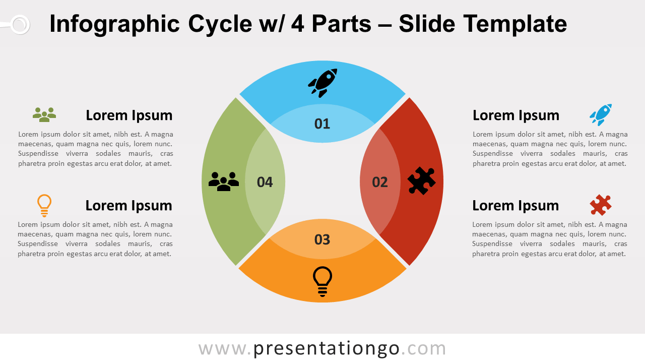 Free Infographic Cycle 4 Parts for PowerPoint and Google Slides