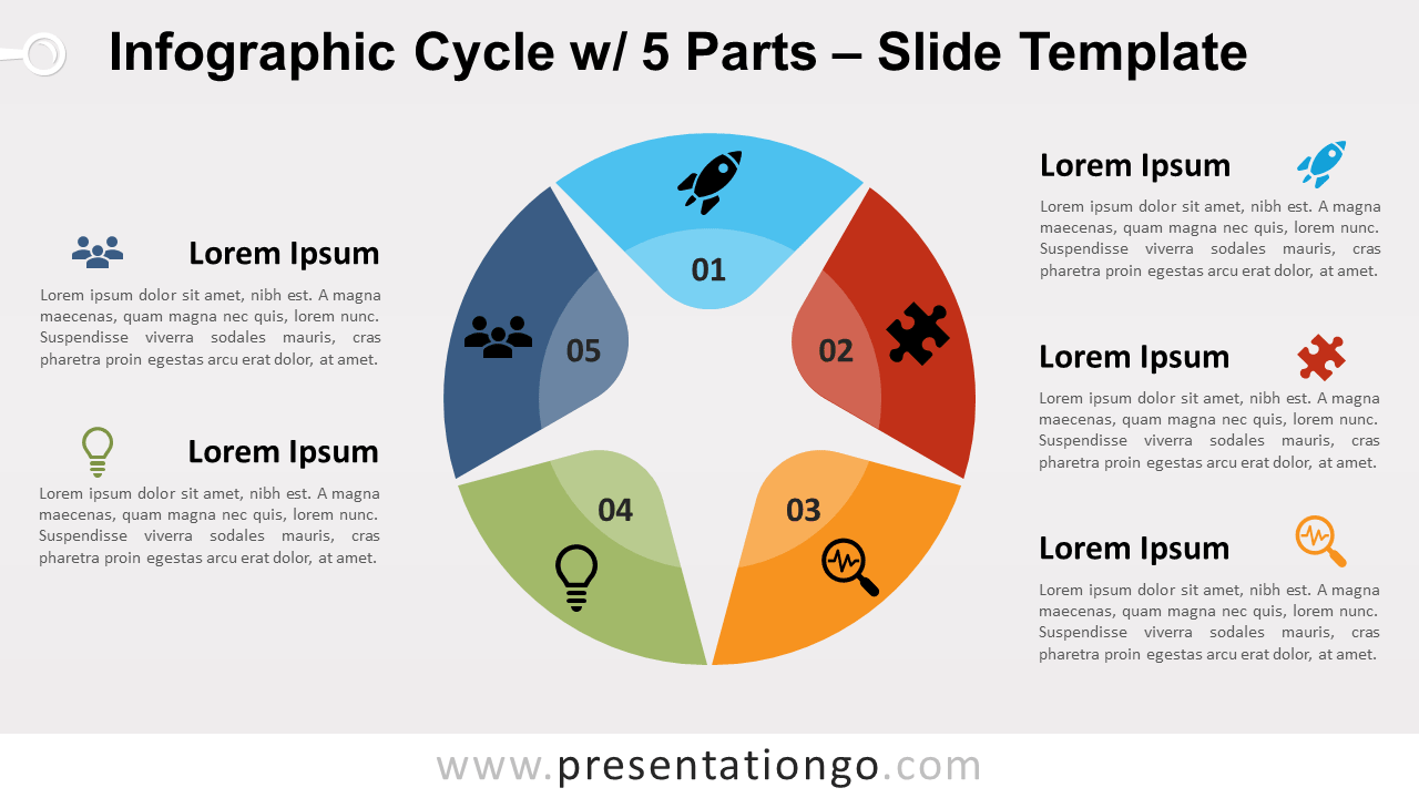 Free Infographic Cycle 5 Parts for PowerPoint and Google Slides