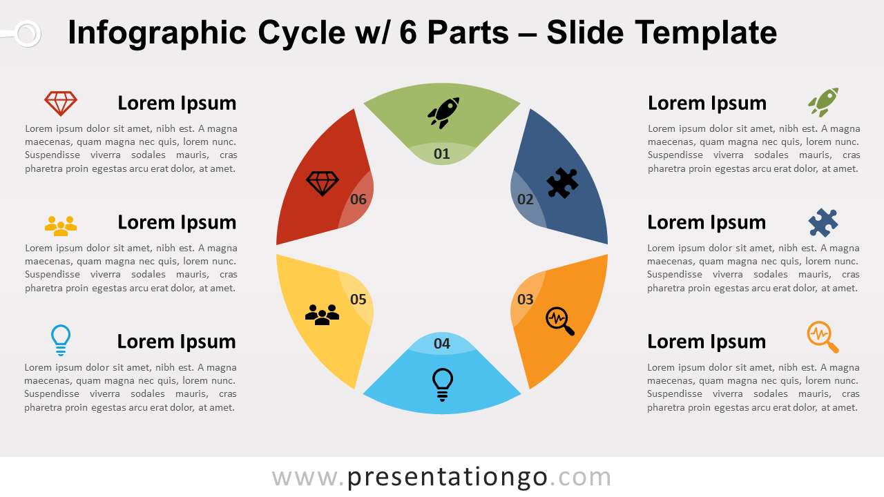 Free Infographic Cycle 6 Parts for PowerPoint and Google Slides