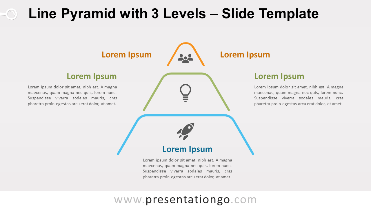 Free Line Pyramid 3 Levels for PowerPoint and Google Slides